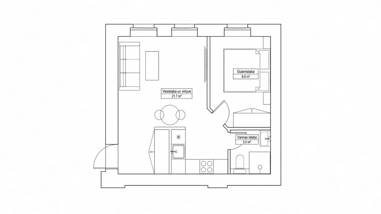 Двух комнатная квартира Alauksta iela 7/Centrs